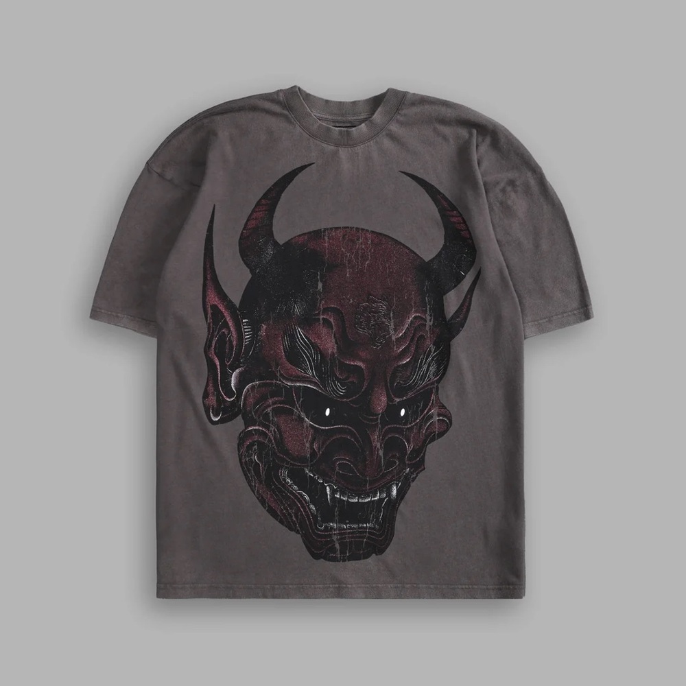 ONI MASK "PREMIUM VINTAGE" OVERSIZED TEE IN WOLF GRAY-Soldout